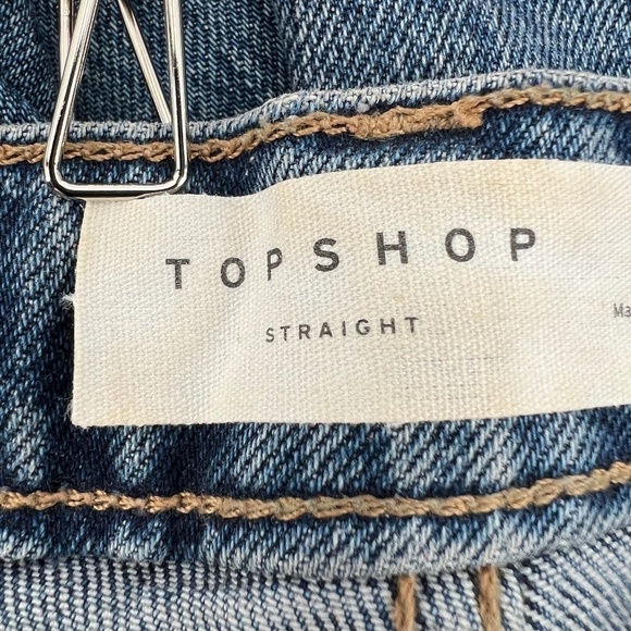 TopShop Straight Leg Button Fly Crop Frayed Hem Jeans Size 25 x 30 Women’s - Picture 2 of 5